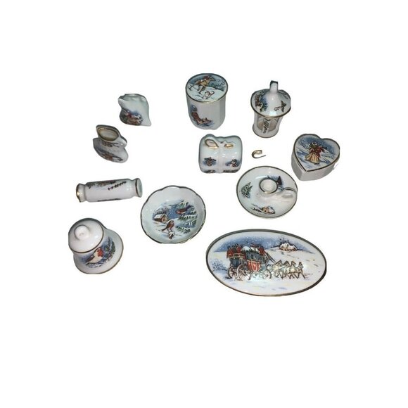 Eleven Coalport Miniature Christmas Ornaments Bone China England My Collection - Picture 1 of 16